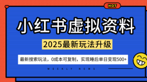 小红书虚拟资料项目：最新搜索流变现玩法，0成本简单可复制，一人多店打法，新手也可轻松日入5张+-就爱副业网