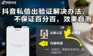 抖音私信出验证解决办法，不保证百分百，效果自测-就爱副业网