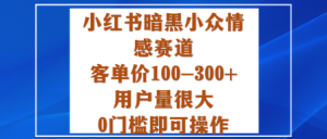 小红书暗黑小众情感赛道，客单价100-300+用户量很大，0门槛即可操作-就爱副业网