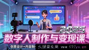 （16032期）2025数字人创作变现全案，设计技巧+内容打造+变现路径，单账号月涨粉超10万-就爱副业网