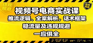 视频号电商带货从0到1起号实战课：流量密码与推流机制、直播间运营全套攻略、高转化话术模板与变现技巧、提升稳定流量及爆款打造、避坑指南与防封号技巧-就爱副业网