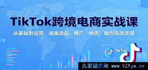 抖音国际版TikTok跨境电商实操教程：从入门到精通，爆款选品+引流推广+跨境物流全攻略，新手快速变现指南-就爱副业网
