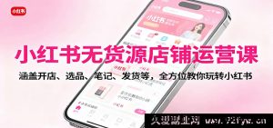小红书无货源电商运营教程：开店流程+选品技巧+爆款笔记+一件代发，从0到1新手快速上手-就爱副业网