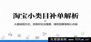 淘宝小类目补单攻略：基础入门到实操方法，优势价值及稽查原理、降权规避关键要点-就爱副业网