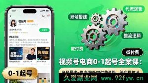 （16262期）视频号电商从0到1新手入门实战教程：账号运营+流量逻辑+付费投放，等落地方法-就爱副业网