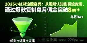 （16257期）2025小红书涨粉变现秘籍：从底层逻辑到实战玩法，爆款拆解复刻月入佣金超8万-就爱副业网