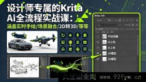 （16245期）设计师必学Krita AI进阶实战指南：掌握实时手绘/场景融合/2D转3D核心技能-就爱副业网