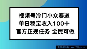 （16234期）视频号冷门变现方向，日赚百元稳了，新手零门槛-就爱副业网