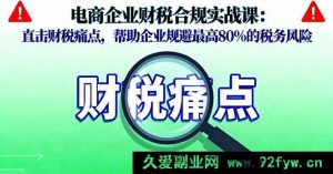（16232期）电商企业税务合规实操课：破解财税难题，助力企业降低80%税务风险-就爱副业网