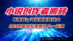 16209期小说创作者轻松搬砖玩法，不限IP超简单，可矩阵放大，小白也能轻松实现轻盈利-就爱副业网