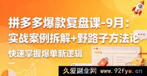 （16176期）9月拼多多爆款深度剖析课：实战案例解析与独特野路子方法，速通爆单新逻辑-就爱副业网