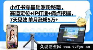 （16158期）小红书新手7天零基础高效涨粉法，精准赛道定位、独特IP打造及痛点深挖，单月轻松涨粉5万+-就爱副业网