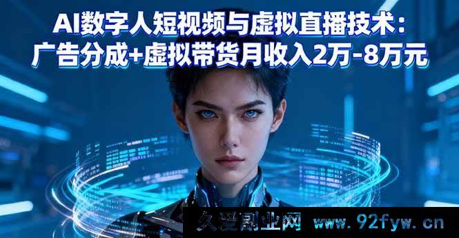 图片[1]-（16148期）AI数字人短视频及虚拟直播技术揭秘：广告分成结合虚拟带货月入两万至八万-就爱副业网