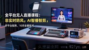 16279期全平台无人直播秘籍：非实时防风、AI智播智剪及多平台矩阵技术，10月全套大放送-就爱副业网