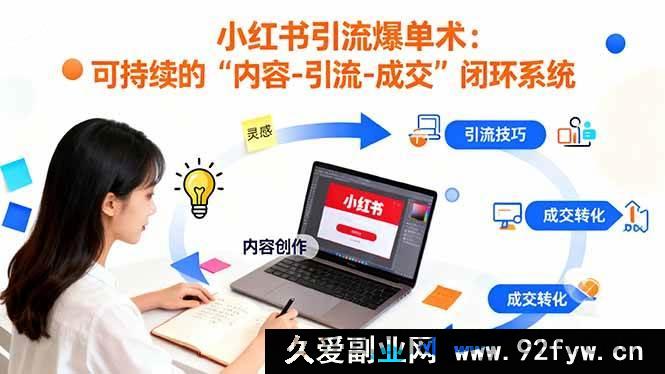 图片[1]-16362期：小红书低成本持续引流爆单秘籍：打造“内容-引流-成交”高效闭环-就爱副业网