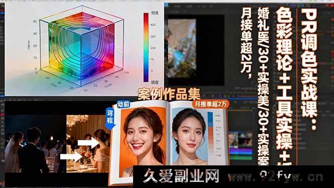 图片[1]-16336期PR调色秘籍：色彩理论+工具实操+婚礼医美30+案例，月入超2万不是梦-就爱副业网