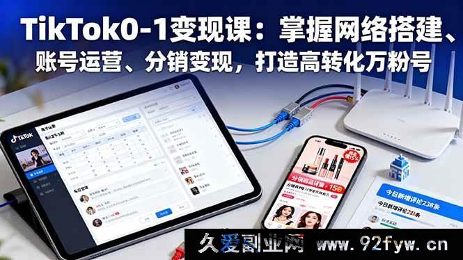 图片[1]-（16334期）TikTok从0到1变现秘籍：精通网络搭建、账号运营及分销变现，塑造高转化万粉账号-就爱副业网