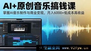 （16324期）AI原创音乐赚钱秘籍：精通制作与变现，低成本月赚六千+高收益-就爱副业网