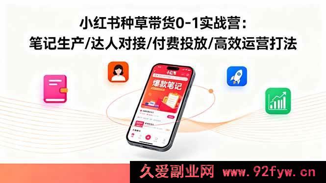 图片[1]-（16310期）小红书从0到1种草带货实战营：笔记创作、达人合作、付费推广及高效运营秘籍-就爱副业网