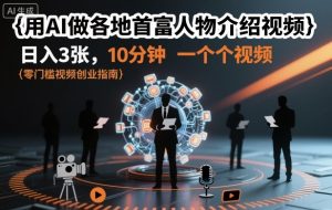 用AI做各地首富人物介绍视频，日入3张，10分钟一个视频-就爱副业网