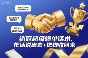 销冠超级爆单话术，把话说出去+把钱收回来-就爱副业网