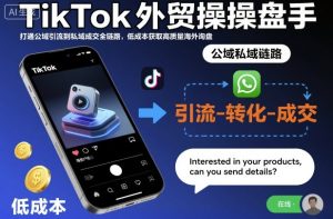 TikTok外贸操盘手，打通公域引流到私域成交全链路，低成本获取高质量海外询盘-就爱副业网