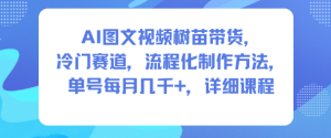 AI图文视频树苗带货，冷门赛道，流程化制作方法，单号每月几K，详细课程-就爱副业网