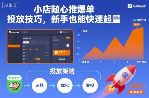 久爱副业网,网赚项目,网赚论坛博客网分享小店随心推爆单投放技巧，新手也能快速起量