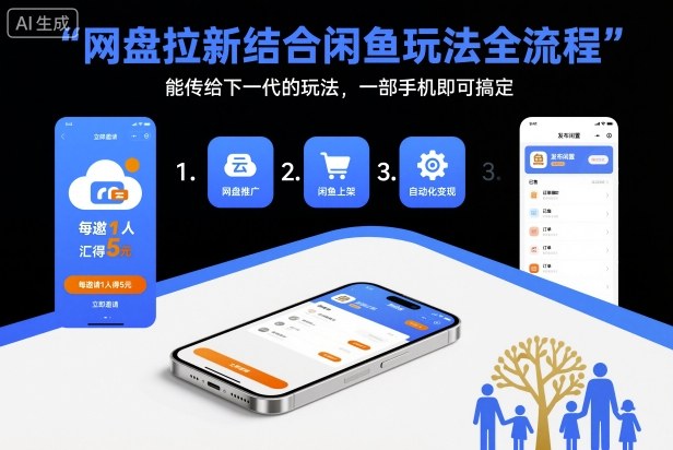 久爱副业网,网赚项目,网赚论坛博客网分享网盘拉新结合闲鱼玩法全流程，能传给下一代的玩法，一部手机即可搞定（附入口渠道以及实操教程）