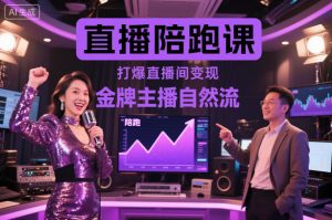 直播陪跑课，金牌主播自然流打爆直播间，复制高变现玩法-就爱副业网