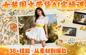 女装图文带货的AI实操课，覆盖38个实用技能，快速提升素材制作效率-就爱副业网