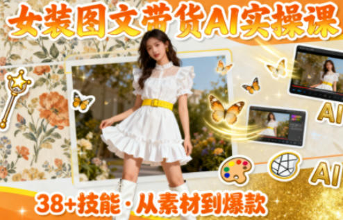 久爱副业网,网赚项目,网赚论坛博客网分享女装图文带货的AI实操课,覆盖38个实用技能,快速提升素材制作效率