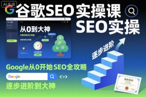 谷歌SEO实操课，Google从0开始SEO全攻略，逐步进阶到大神-就爱副业网