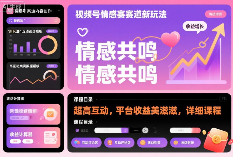 久爱副业网,网赚项目,网赚论坛博客网分享视频号情感赛道新玩法,超高互动,平台收益美滋滋,详细课程