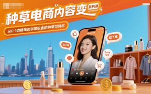 种草电商内容变现系列课，从0-1边賺钱边学做吸金的种草型网红-就爱副业网