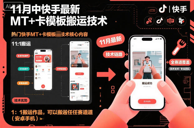 久爱副业网,网赚项目,网赚论坛博客网分享11月中快手最新MT+卡模板搬运技术，1：1搬运作品，可以搬运任何赛道（安卓手机）