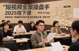 短视频全案操盘手2025线下课，全部实战一线操盘手经验分享，毫无保留分享，全是干货-就爱副业网