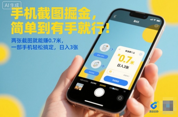 久爱副业网,网赚项目,网赚论坛博客网分享手机截图掘金,简单到有手就行!两张截图就能賺0.7米,一部手机轻松搞定,日入3张【揭秘】