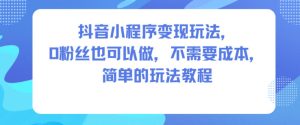 抖音小程序变现玩法，0粉丝也可以做，不需要成本，简单的玩法教程-就爱副业网