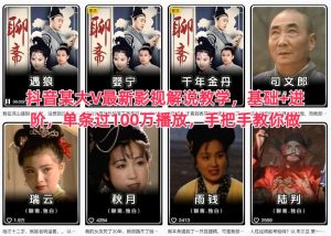 抖音某大V最新影视解说教学，基础+进阶，单条过100万播放，手把手教你做-就爱副业网