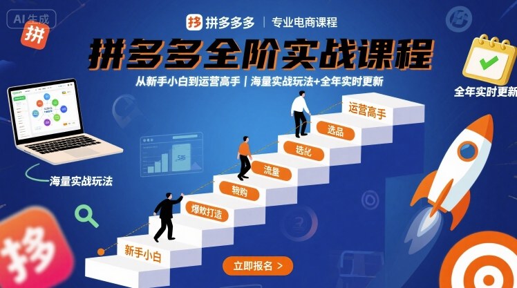 久爱副业网,网赚项目,网赚论坛博客网分享拼多多全阶实战课程，从新手小白到运营高手，海量实战玩法+全年实时更新【2025年10月更新】