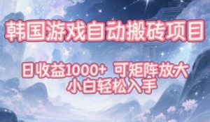 韩国游戏自动搬砖项目，日收益1k+，可矩阵放大，小白轻松入手【揭秘】-就爱副业网