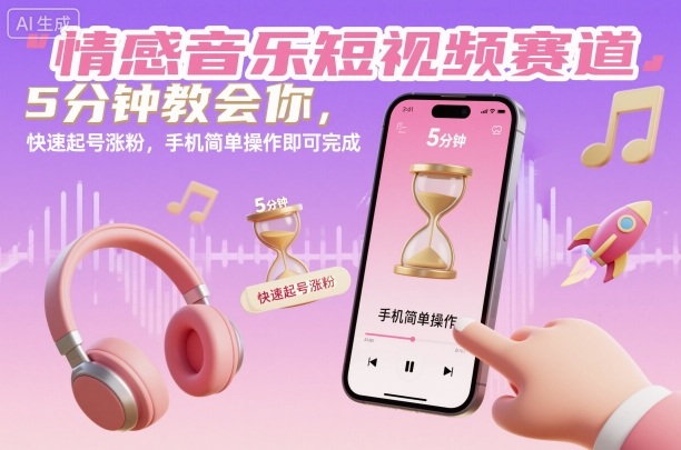 久爱副业网,网赚项目,网赚论坛博客网分享情感音乐短视频赛道，5分钟教会你，快速起号涨粉，手机简单操作即可完成