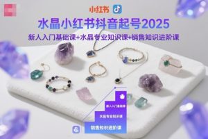 水晶小红书抖音起号2025，新人入门基础课+水晶专业知识课+销售知识进阶课-就爱副业网