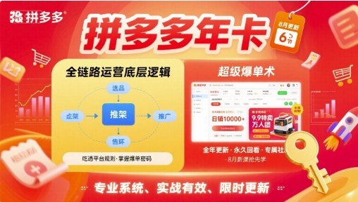 久爱副业网,网赚项目,网赚论坛博客网分享拼多多年卡,拼多多全链路运营底层逻辑,超级爆单术【更新10月】