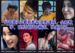 抖音某大V最新影视混剪课程，全新教学，轻松进抖音精选、独家内容-就爱副业网