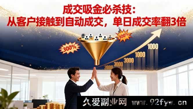 图片[1]-（16432期）吸金成交秘籍：突破客户接触瓶颈，实现自动成交且单日成交率飙升至3倍-就爱副业网