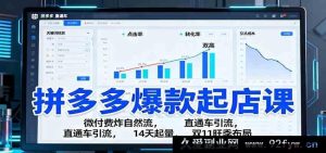 拼多多爆店秘籍：微付费引爆自然流量，直通车高效引流，两周速起量，双11黄金旺季布局攻略-就爱副业网