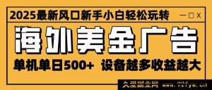 2025热门机遇 海外美元广告项目 单设备日赚超500 能无上限拓展 设备累加盈利猛增 极易上手-就爱副业网