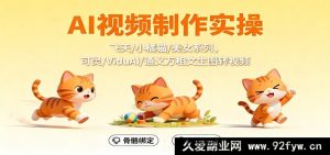 AI视频创作实战:萌宠飞天橘猫、魅力美女题材,借助可灵、ViduAl及通义万相实现文生图转视频技巧-就爱副业网
